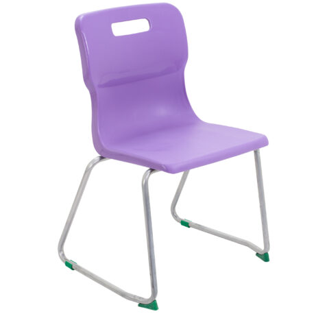 Titan Skid Base Chair, Size 5, in purple with a sleek design and chrome legs.