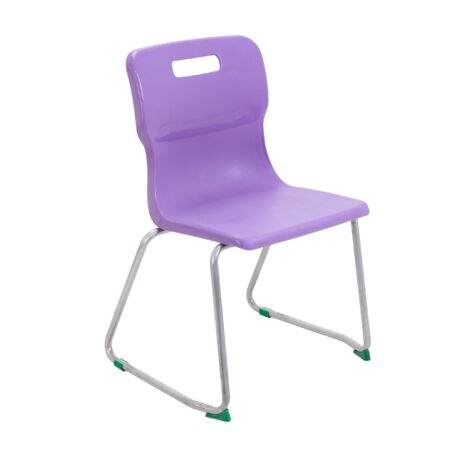 Titan Skid Base Chair, Size 5, in purple with a sleek design and chrome legs.