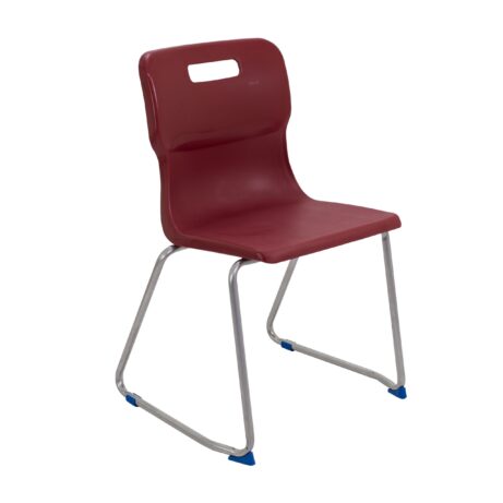 Titan Skid Base Chair, Size 6, in burgundy with a sleek design and silver metal base.