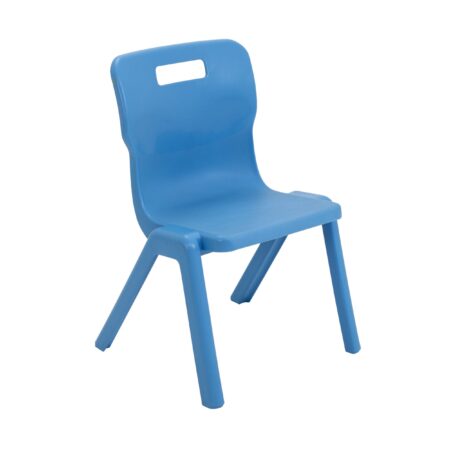 Titan One Piece Chair, Size 3, in Sky Blue, featuring a modern design and sturdy, ergonomic build.