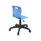 Titan Swivel Junior Chair in blue with plastic base and castors, featuring height adjustment and lumbar support for educational use.