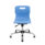 Titan Swivel Junior Chair with blue plastic seat, chrome base, height adjustability, and glide feet for educational settings.