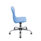 Titan Swivel Junior Chair with blue plastic seat, chrome base, glides, height adjustable, designed for educational settings.