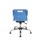 Titan Swivel Junior Chair in blue with plastic base and glides, features lumbar support and height adjustability.