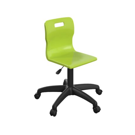 Titan Swivel Junior Chair, Size 3-9, lime seat, black plastic base with castors. Ideal for kids' spaces.