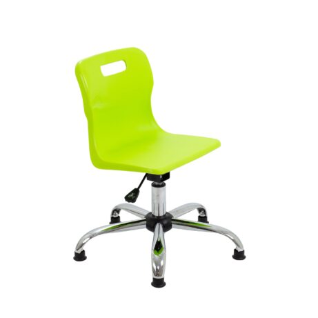 Titan Swivel Junior Chair in lime with chrome base and glides, suitable for size 3-4.