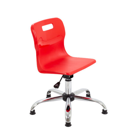 Titan Swivel Junior Chair, Size 3-4, red seat with chrome base and glides.