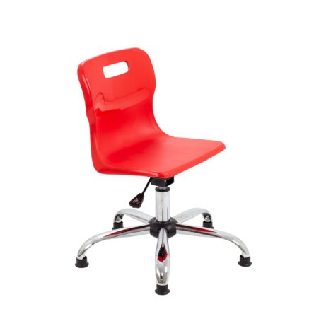 Titan Swivel Junior Chair, Size 3-4, red seat with chrome base and glides.