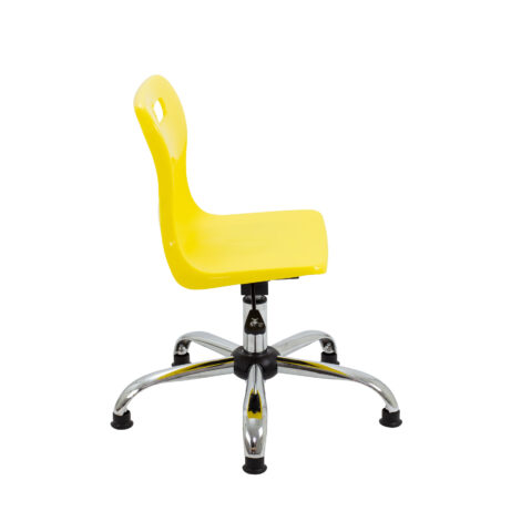 Titan Swivel Junior Chair in yellow with chrome 4-star base, height-adjustable swivel seat, and anti-tilt safety features.