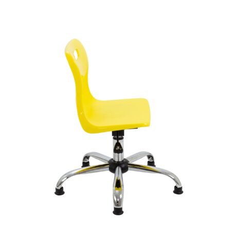 Titan Swivel Junior Chair in yellow with chrome 4-star base, height-adjustable swivel seat, and anti-tilt safety features.