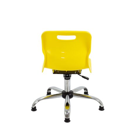 Titan Swivel Junior Chair in yellow with chrome base, height-adjustable, designed for educational seating.