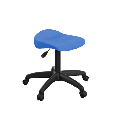 Titan Swivel Junior Stool, Size 5-6, Blue seat, Black plastic base with castors.