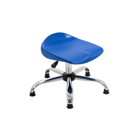 Titan Swivel Junior Stool, Size 5-6, blue seat with chrome base and glides. Ideal for children's use.