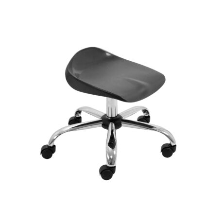 Titan Swivel Junior Stool, Size 5-6, black seat with chrome base and castors. Ideal for children's use.