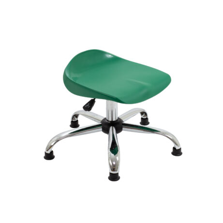 Titan Swivel Junior Stool, Size 5-6, green seat with chrome base and glides. Ideal for kids' seating.