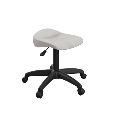 Titan Swivel Junior Stool, Size 5-6, Grey seat, Black plastic base with castors. Ideal for children's use.