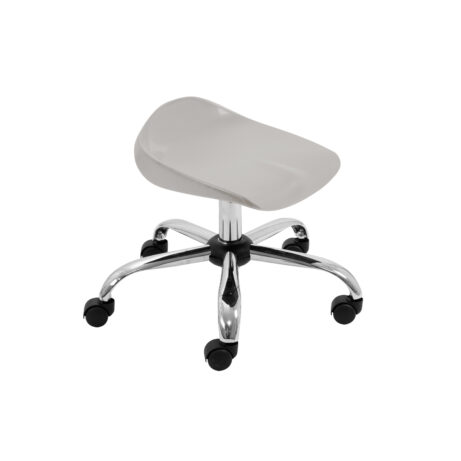Titan Swivel Junior Stool, size 5-6, grey seat with chrome base and castors. Stylish and functional design.