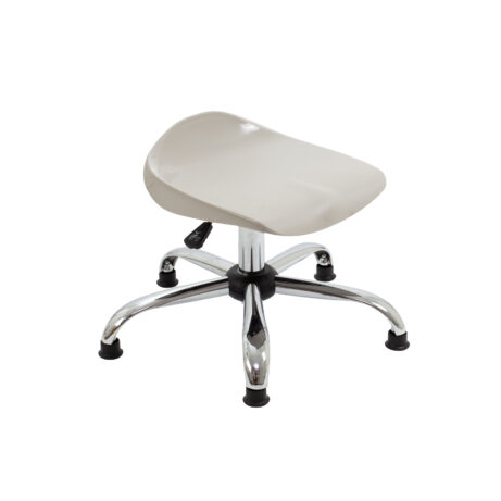 Titan Swivel Junior Stool in grey with chrome base and glides, suitable for size 5-6.