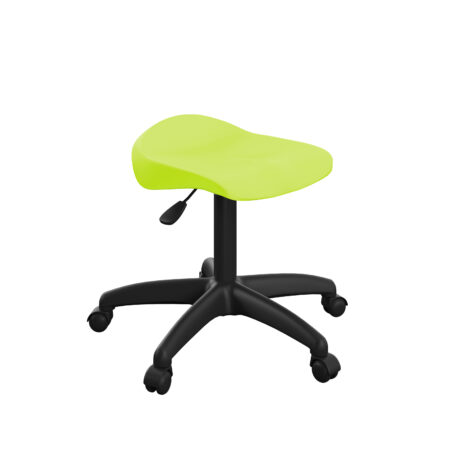 Titan Swivel Junior Stool, Size 5-6, Lime seat, Black plastic base with castors. Ideal for workspace or play area.