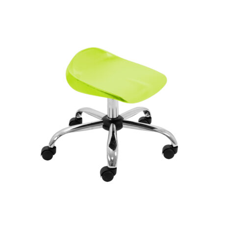 Titan Swivel Junior Stool, Size 5-6, lime seat with chrome base and castors. Ideal for kids' spaces.