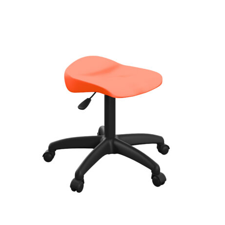 Titan Swivel Junior Stool Size 5-6, orange seat with black plastic base and castors.