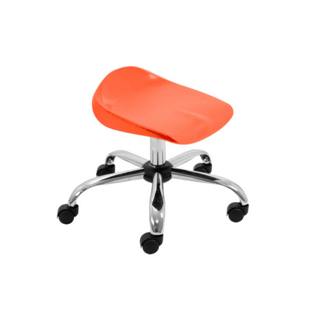 Titan Swivel Junior Stool, Size 5-6, with an orange seat and chrome base on castors.