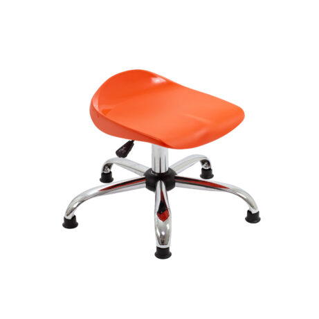 Titan Swivel Junior Stool in orange with a chrome base and glides, size 5-6.