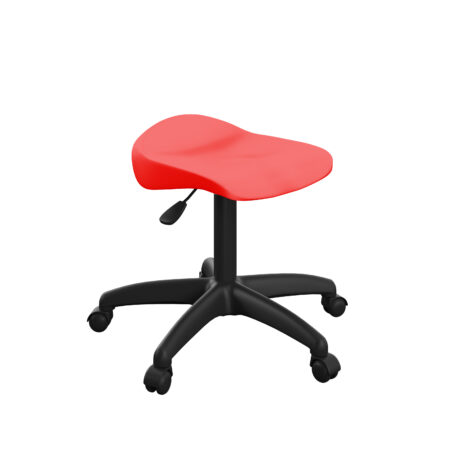 Titan Swivel Junior Stool, Size 5-6, with red seat and black plastic base on castors.