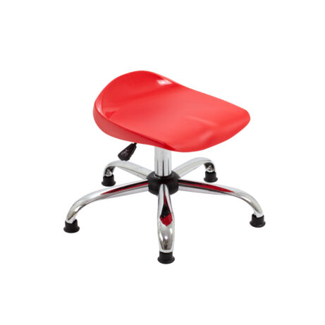 Titan Swivel Junior Stool in red with chrome base and glides, Size 5-6, designed for comfort and mobility.