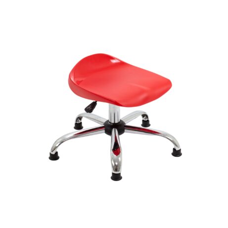 Titan Swivel Junior Stool in red with chrome base and glides, Size 5-6, designed for comfort and mobility.