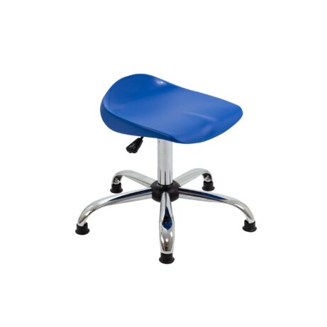 Titan Swivel Senior Stool, Size 5-6, blue seat, chrome base with glides.
