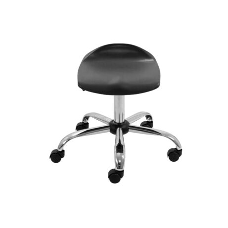 Titan Swivel Senior Stool with chrome base and castors, height-adjustable, designed for educational spaces.