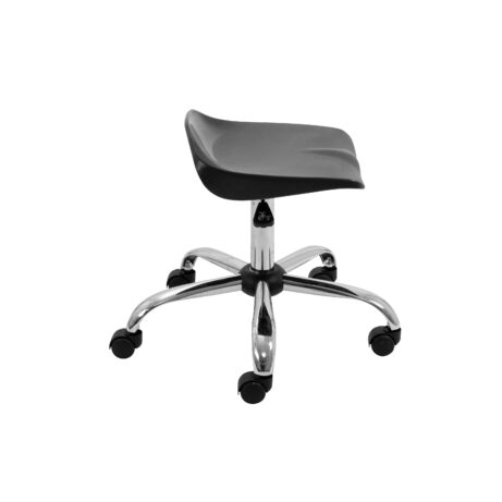 Titan Swivel Senior Stool in black with a chrome five-star base and castors, designed for educational seating.