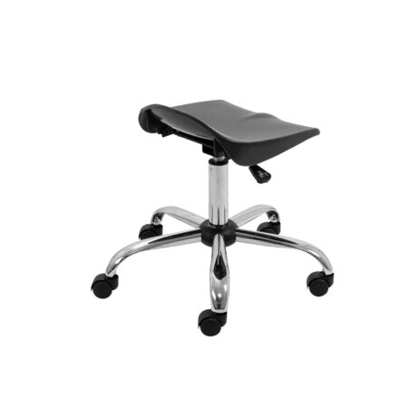 Titan Swivel Senior Stool with chrome base and castors, height-adjustable, anti-tilt design for educational spaces.