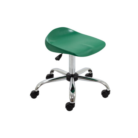 Titan Swivel Senior Stool, Size 5-6, Green seat, Chrome base with castors.