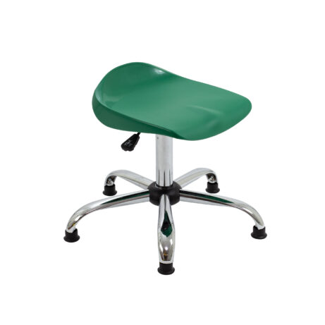 Titan Swivel Senior Stool in green with chrome base and glides, size 5-6. Suitable for various settings.