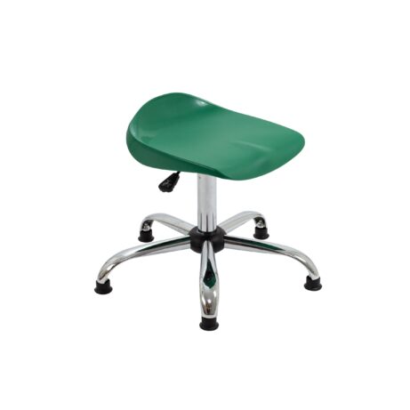 Titan Swivel Senior Stool in green with chrome base and glides, size 5-6. Suitable for various settings.