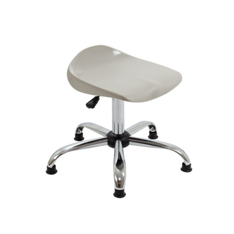 Titan Swivel Senior Stool, Size 5-6, grey seat, chrome base with glides. Ideal for commercial and office use.