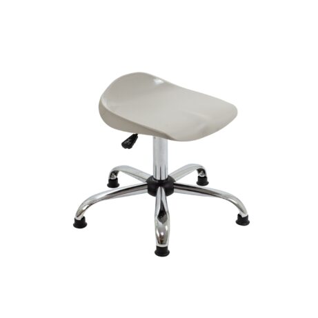 Titan Swivel Senior Stool, Size 5-6, grey seat, chrome base with glides. Ideal for commercial and office use.
