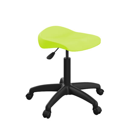 Titan Swivel Senior Stool, Size 5-6, lime seat, black plastic base with castors. Ideal for dynamic workspaces.