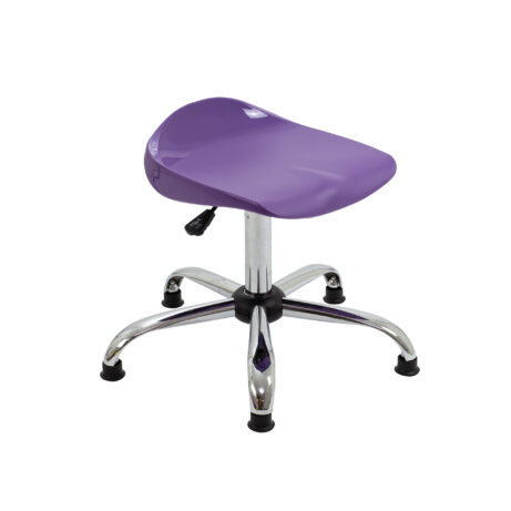 Titan Swivel Senior Stool, Size 5-6, purple seat with chrome base and glides.