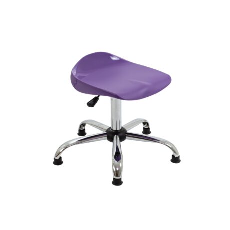 Titan Swivel Senior Stool, Size 5-6, purple seat with chrome base and glides.