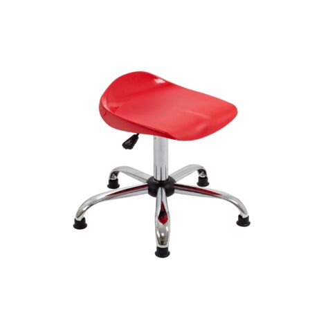 Titan Swivel Senior Stool, Size 5-6, red seat with chrome base and glides.