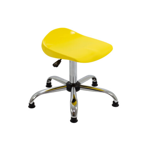 Titan Swivel Senior Stool, Size 5-6, yellow seat, chrome base with glides.