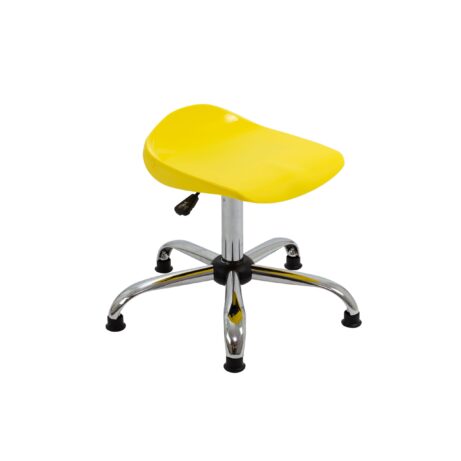 Titan Swivel Senior Stool, Size 5-6, yellow seat, chrome base with glides.