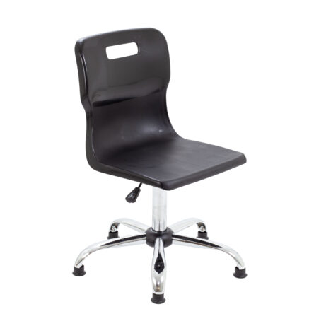 Titan Swivel Senior Chair, Size 5-6, Black seat, Chrome base with glides. Suitable for educational and office use.