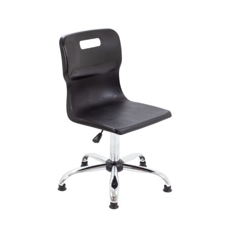 Titan Swivel Senior Chair, Size 5-6, Black seat, Chrome base with glides. Suitable for educational and office use.