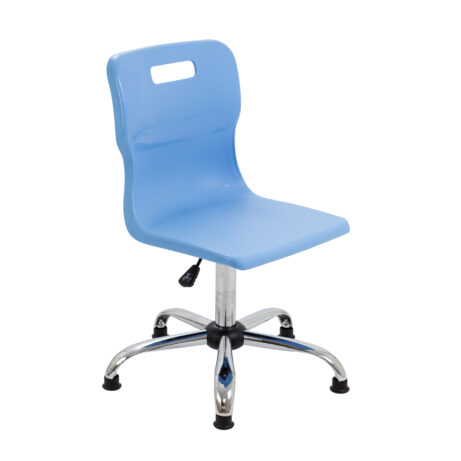 Titan Swivel Senior Chair, Size 5-6, Sky Blue seat, Chrome base with glides.