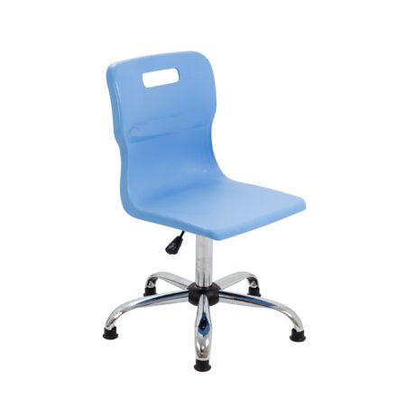 Titan Swivel Senior Chair, Size 5-6, Sky Blue seat, Chrome base with glides.