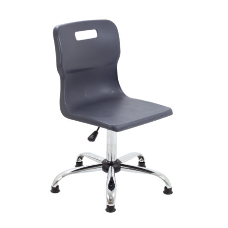 Titan Swivel Senior Chair, Size 5-6, Charcoal seat, Chrome base with glides. Ideal for office or classroom use.